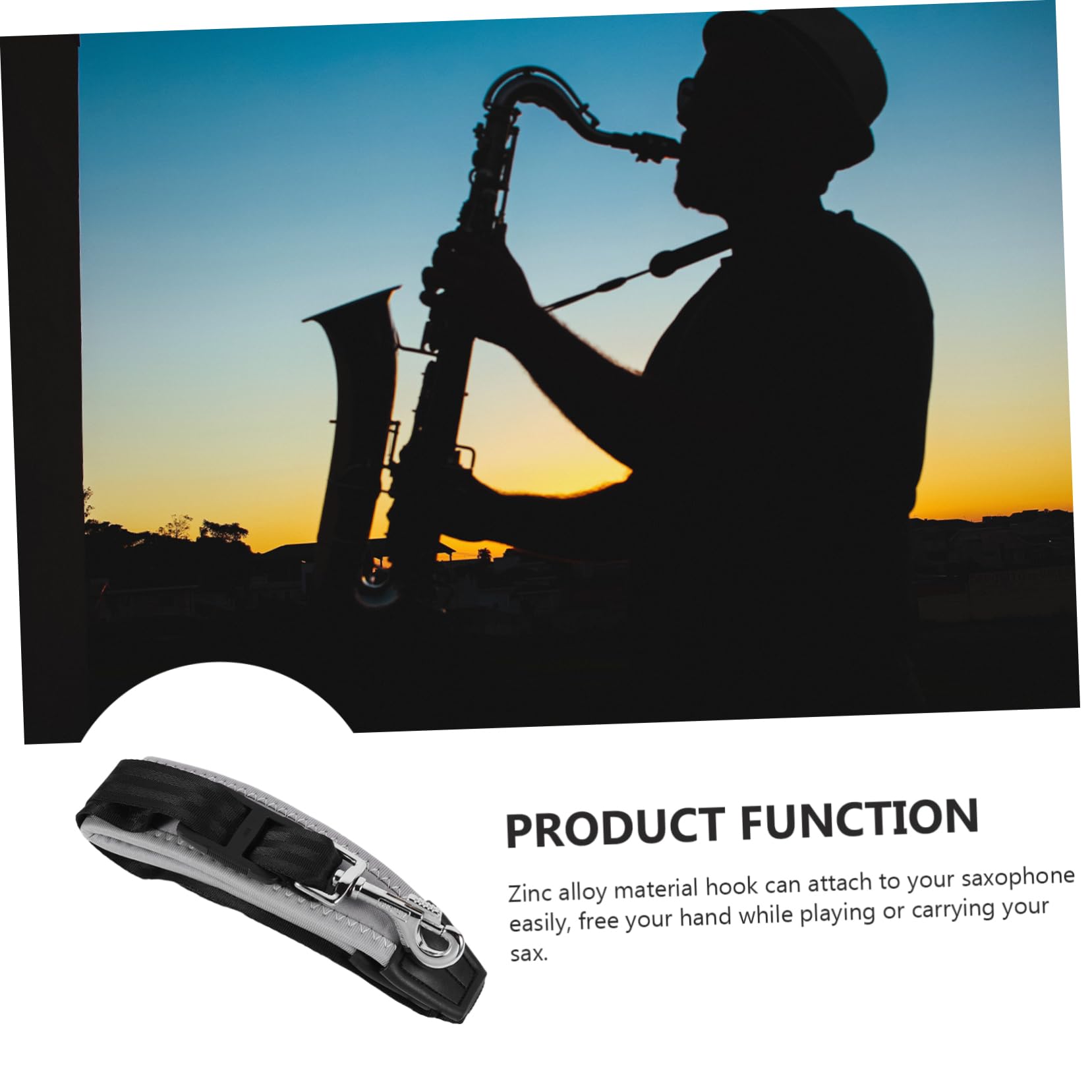 Garneck Saxophone Neck Strap Padded Adjustable 47-61cm Length Breathable Strong Zinc Alloy Hook