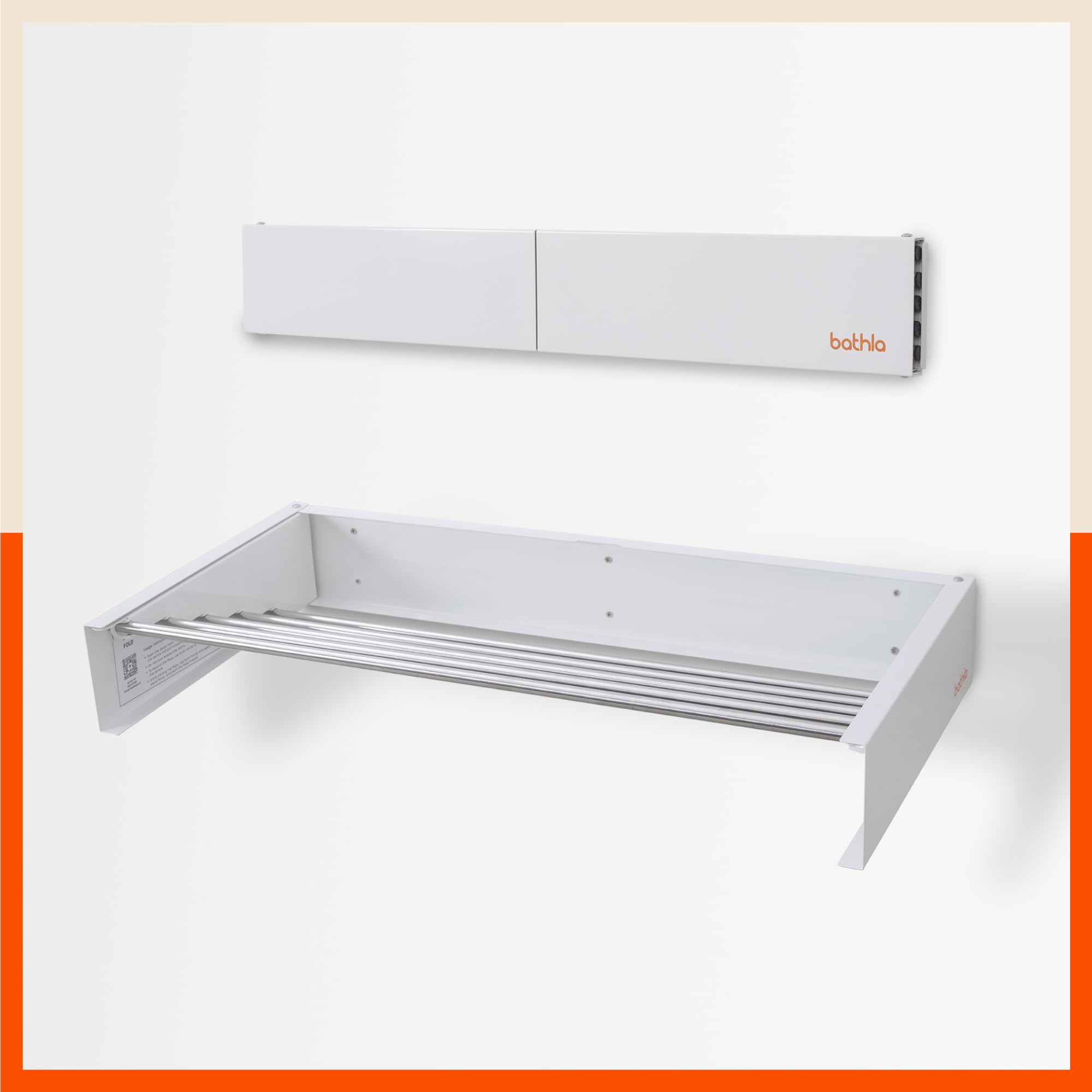 Bathla Mobidry Eze Wall Mounted Clothes Drying Rack | 5 Steel Rods - 3.5 m Length | White | 2 Year Warranty