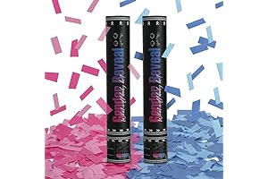 DOUKEE Gender Reveal Confetti Popper - Celebrate the Moment with Dazzling Pink and Blue Explosion