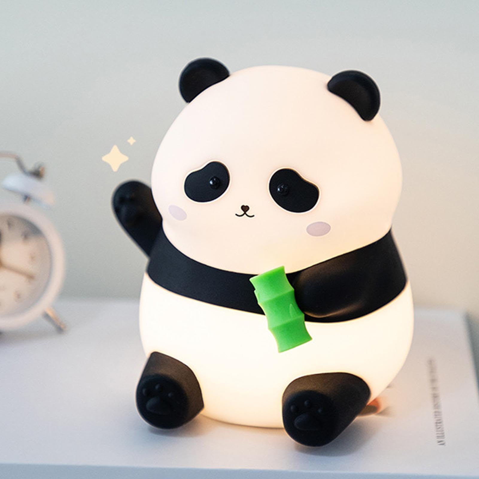 FAMIDUO Luce Notturna Bambini Panda - Rumore Bianco, 4 Suoni Rilassanti per Dormire, Lampada da Comodino Silicone con Timer, Dimmerabile, Regalo Simpatico a Forma di Panda per Bambini,Maschi e Femmine