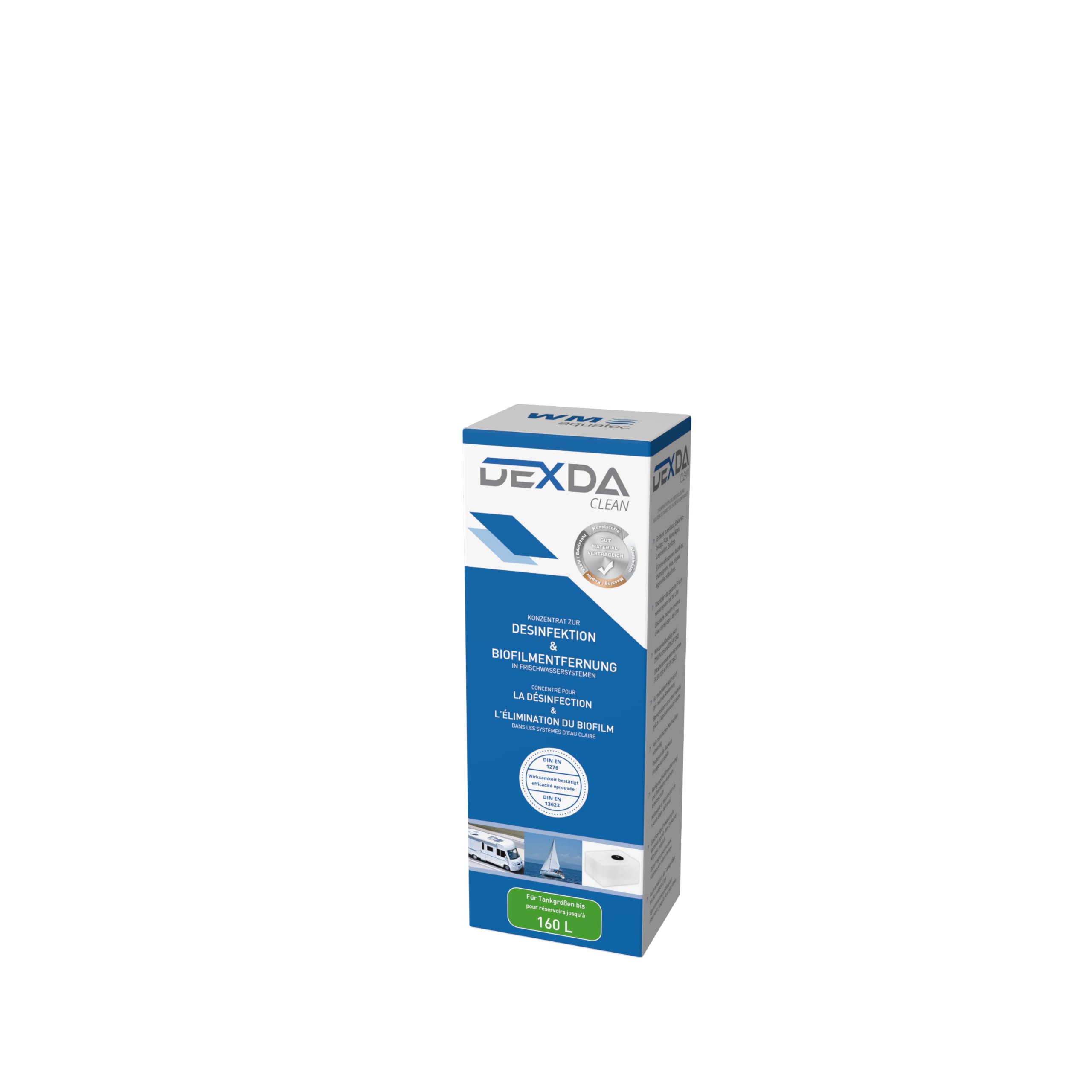WM aquatec Hygiène-Trio HGT-120 | Set complet d'hygiène de l'eau pour réservoirs jusqu'à 160L | Nettoyage, détartrage, désinfection et conservation autom. de l'eau | pour caravane, camping-car, bateau