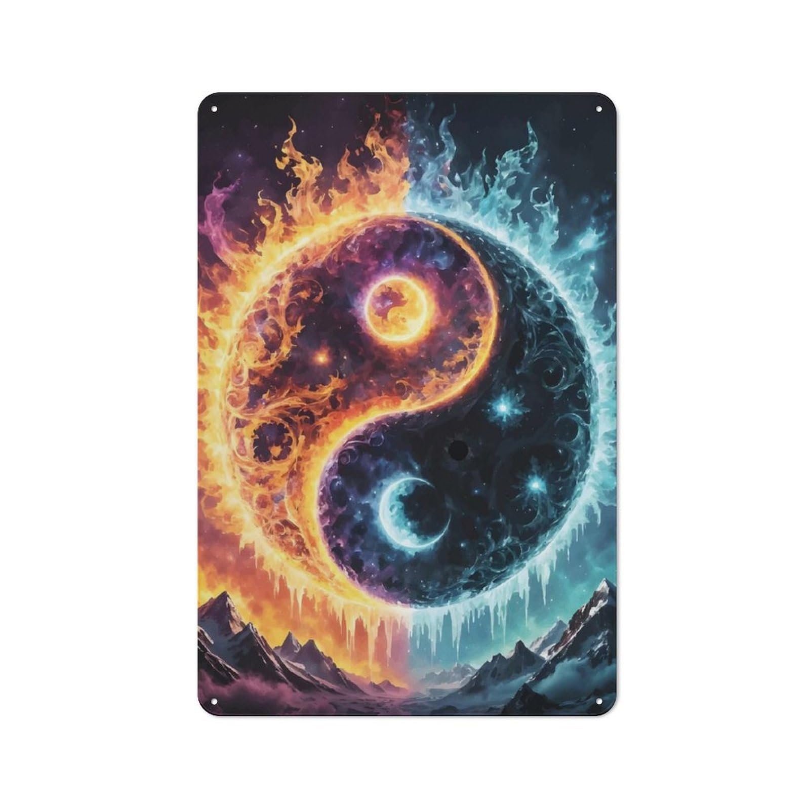Fantasy Yin And Yang Rustic Tin Sign 30x20cm for Café Or Home Bar, Suited to Hospitality Decor Collectors