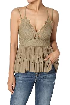 Amazon.com: TheMogan Women's Crochet Lace Smocked Cross Back