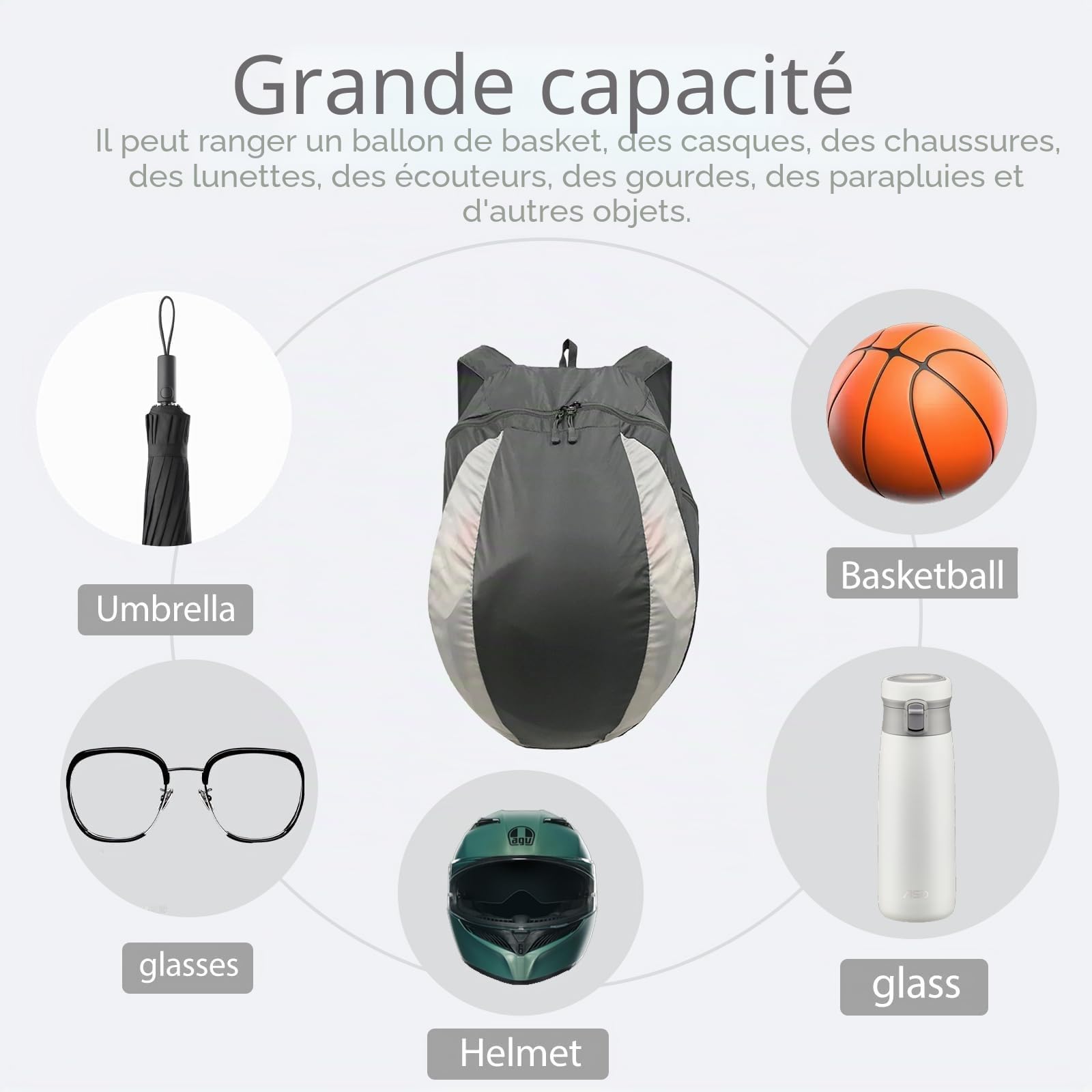 Sac à Dos Pour Casque De Moto IntéGral éLé Pour Casque Moto,Sac à Dos éTanche Pour Sport 24 L,Polyvalent,Sac Rangement LéGer Pour EntraîNement,RandonnéE Voyage