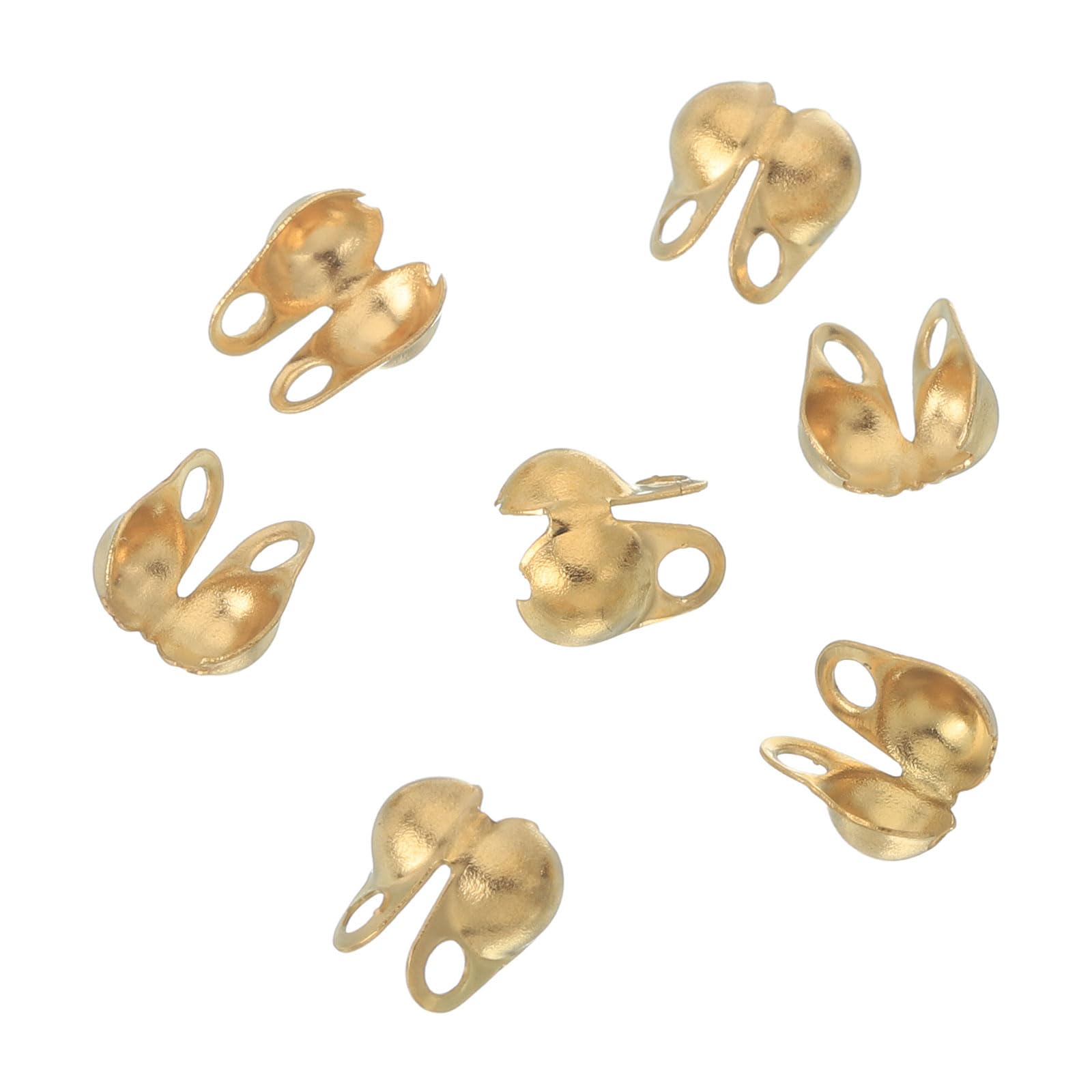 uxcell 30 Pcs 3.2mm Gold Bead Tips Knot Covers, Modern Jewelry Making Cord Ends