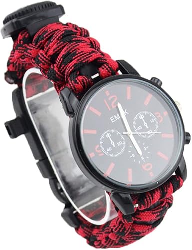 Pulsera de supervivencia para deportes al aire libre, 7 núcleos Paracord Mountaineer Noctilucente, reloj de emergencia pulsera de primeros auxilios,