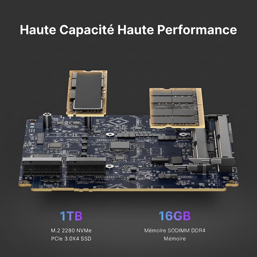BOSGAME P4 Ultra Windows 11 Pro Business Mini PC AMD Ryzen 7 7730U, 8 cœurs, 16 Threads, jusqu'à 4,5 GHz, 16 Go de RAM DDR4, SSD 1 to, Triple écran 4K@60Hz, HDMI, Type-C, USB3.2, LAN, Wi-FI 6E, BT5.2