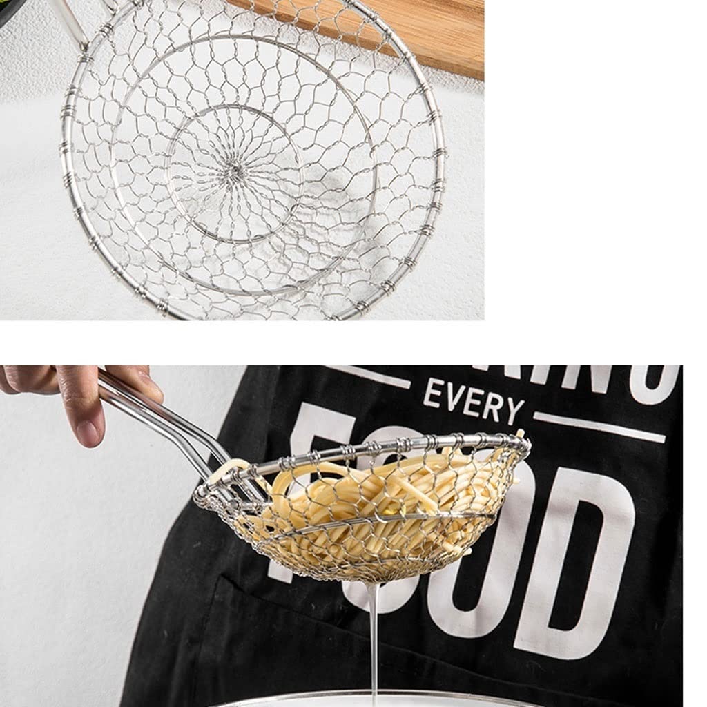 Filtro de Malla de Acero Inoxidable con Cuchara ranurada for cocinar y freír Pasta en la Cocina, colador Potente, utensilio for freír, coladores Profesionales for Cocina, Cuchara espumadora
