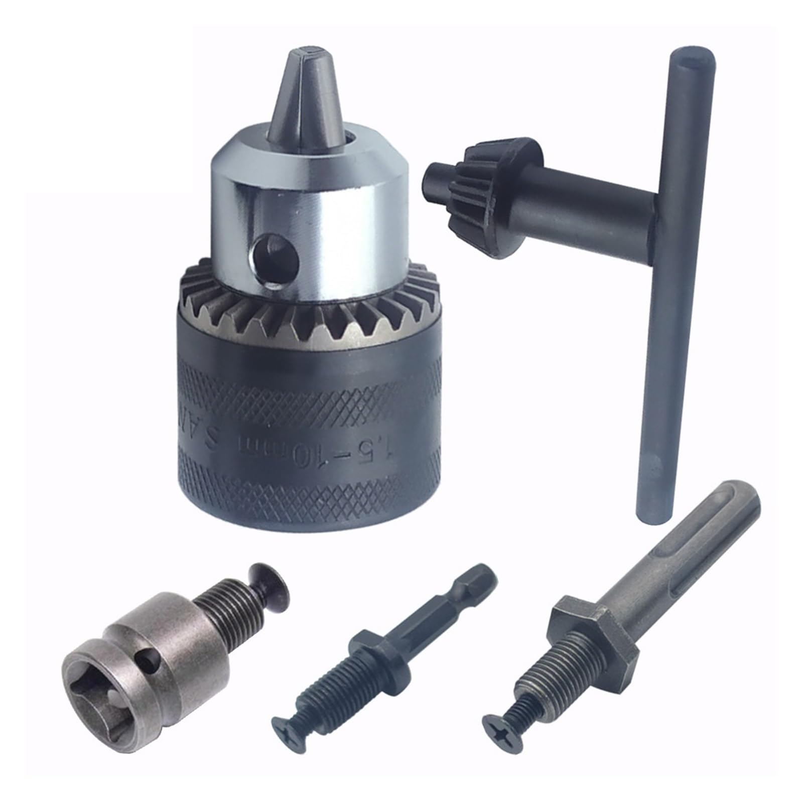 Konwerter precyzyjnego uchwytu wiertarskiego 1,5–10 mm Adapter do szybkiej wymiany gwintu 3/8''-24UNF Chwyt SDS-Plus 1/4" Hex (Color : 4pcs set)