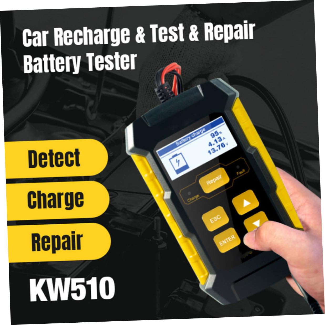 Kfz Batterietester 12v Gelb aus Abs mit Kupferkontakten