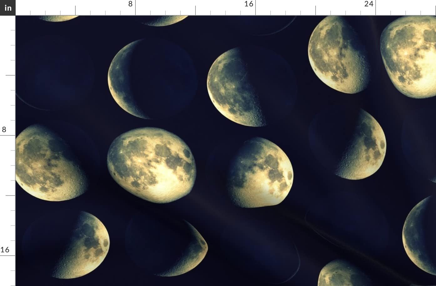 Spoonflower Fabric - Collection Moon Lunar Cycle Planet Space Nature Photographic Blue Printed on Organic Cotton Sateen Fabric by The Yard - Sewing Quilting Apparel Home Decor