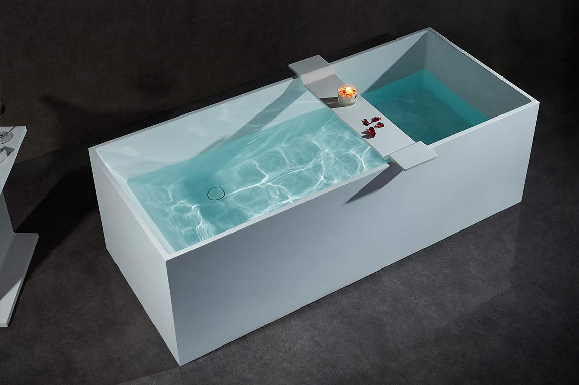 BERNSTEIN - Plateau de baignoire, Tablette Bain, Pont Baignoire en fonte minérale 85x16cm Blanc mat - PB4208