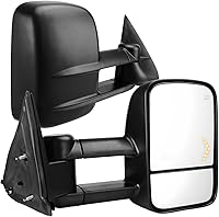 AUTOSAVER88 Power Heated Towing Mirrors for 2003-2007 Chevy Silverado GMC Sierra 1500-3500, Tahoe Yukon - Manual Telescoping, Arrow Turn Signals