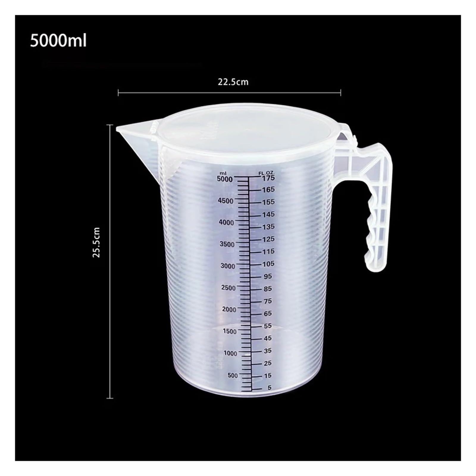 Vaso medidor de plástico espesado de 100-5000 ml con escala, vaso medidor experimental, vaso medidor de plástico(B -5000ml - with lid)