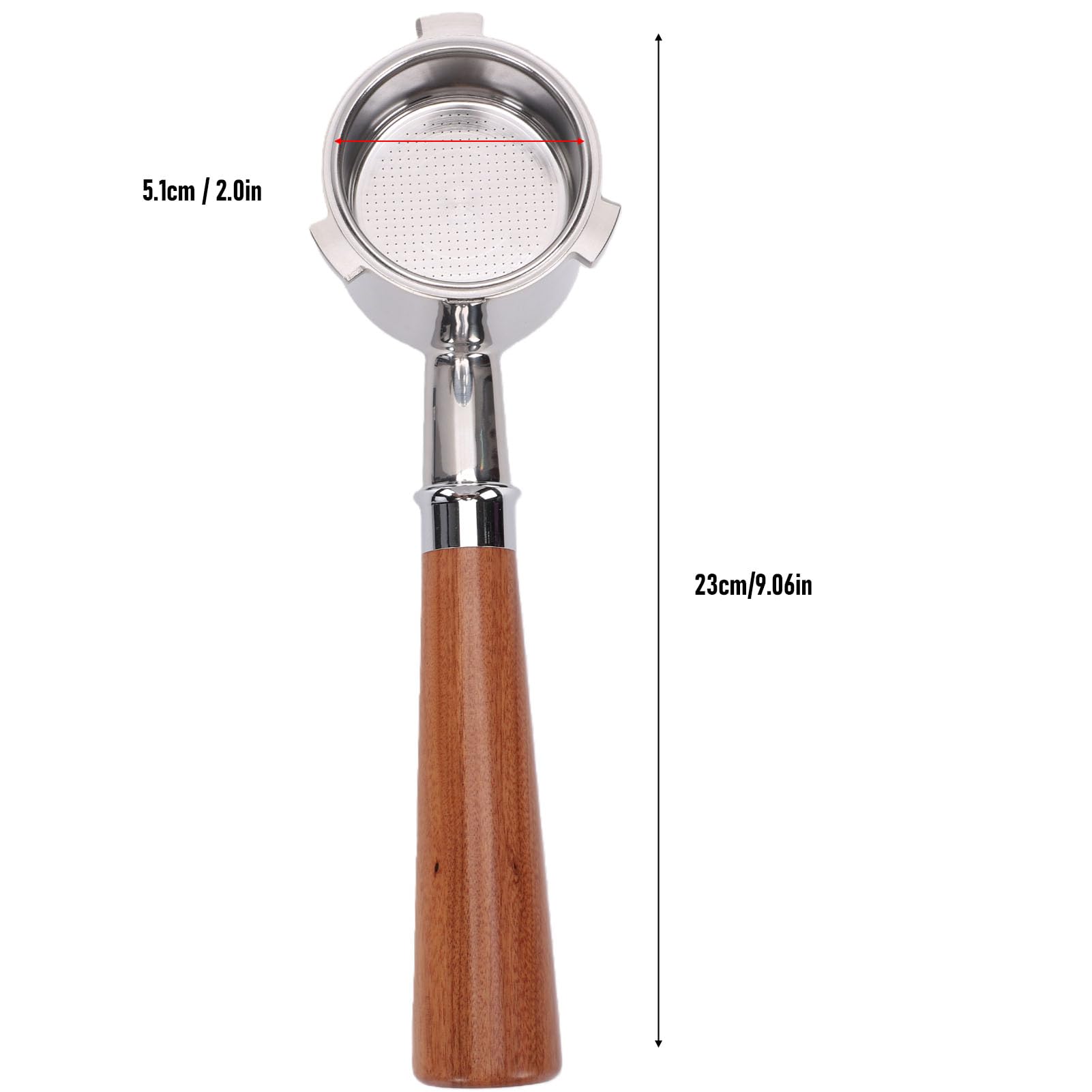 TOPINCN Portafiltro de 51 Mm para, Portafiltro de Acero Inoxidable (Caño doble con fondo)