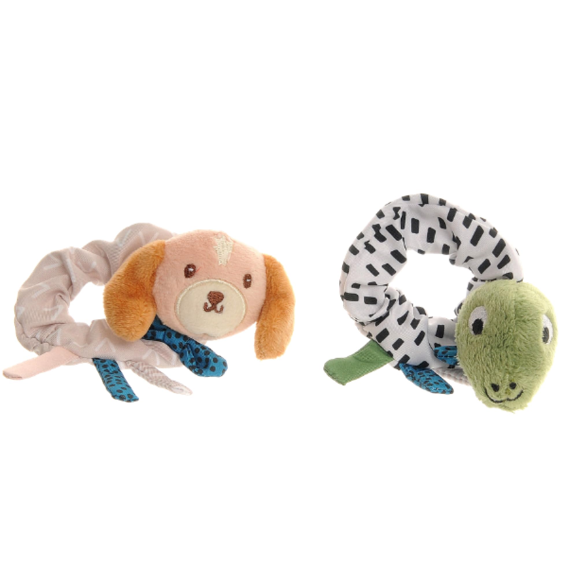 Ziggle Soft Plush Baby Wrist Rattle Toy | Newborn Sensory & Cuddly Gift | Dino & Cockapoo Wrist Rattle Pair