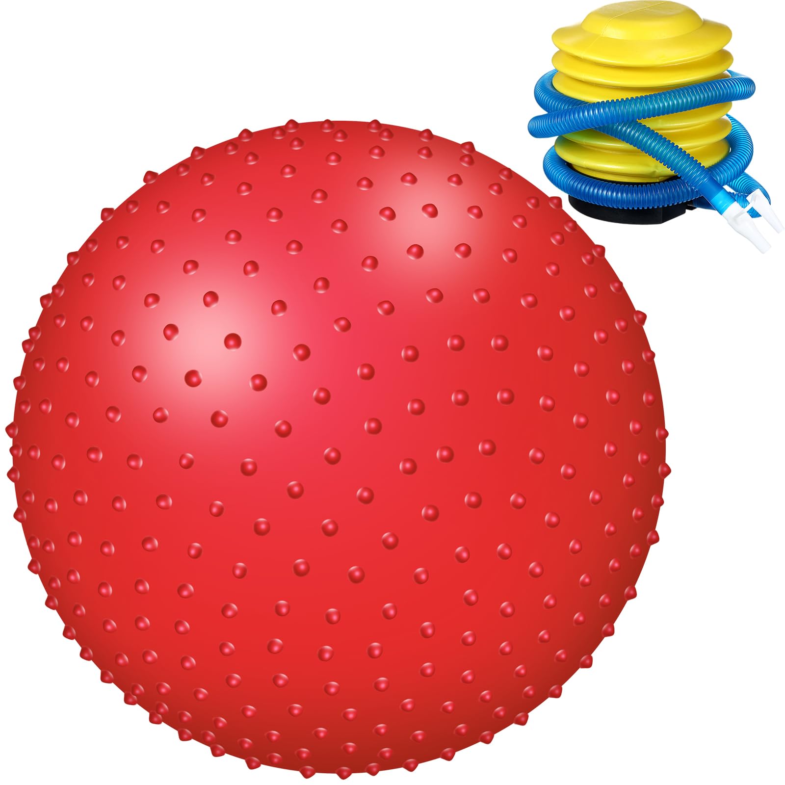Pelota de masaje sensorial grande con picos táctiles, bolas inflables grandes de 22 pulgadas con bomba de aire para niñas y niños, al aire libre, interior, piscina, playa (rojo)
