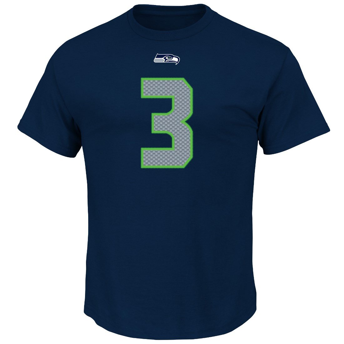 MajesticRussell Wilson Seattle Seahawks Navy Eligible Receiver III Jersey Name and Number T-Shirt X-Large blue