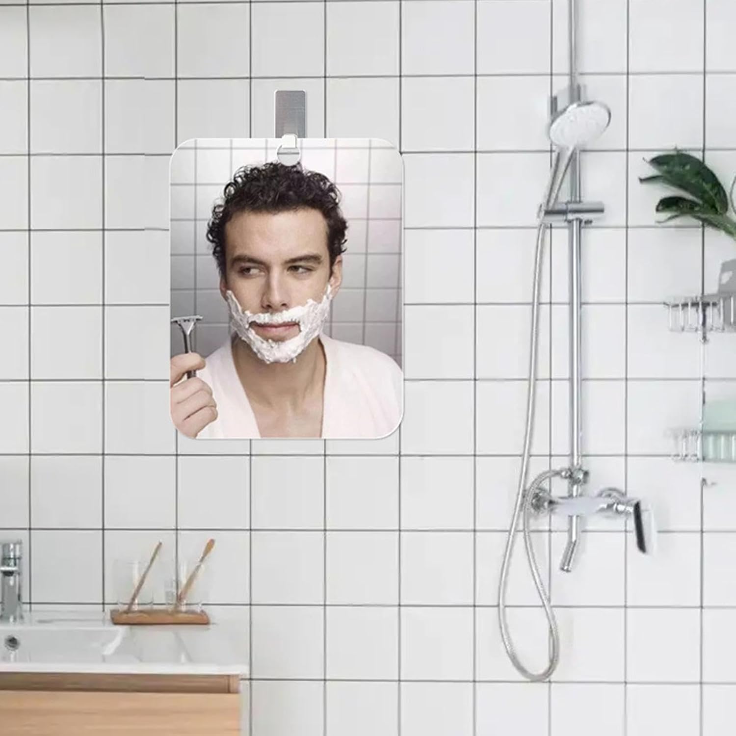 Shower Mirror Large Frameless Shatterproof with Hook