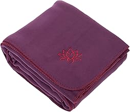 Bodhi ASANA Yoga Blanket, Soft & Warm Cuddly Blanket, Meditation Blanket for Shavasana, Fleece Bedspread with Lotus Embroidery, Sofa & Throw Blanket, 150 x 200 cm (Dark Aubergine)