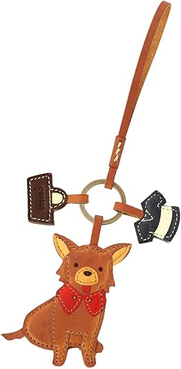 Amazon.co.jp: [ゲンテン] チワワ チャーム 本革 ワクワク