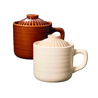 Donabe Microwave Rice Cooker Mug, 500ml, Set of 2, White and Black