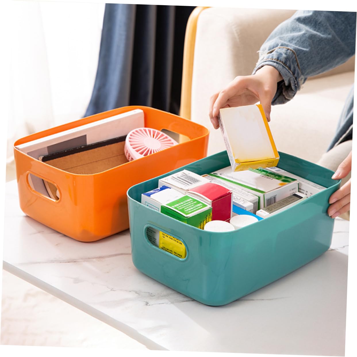 Cabilock 7piezas Cestas De Almacenaje De Plástico Para Cocina y Organizador De Despensa Cestas Multifuncionales De Para Ropa Juguetes y Comida