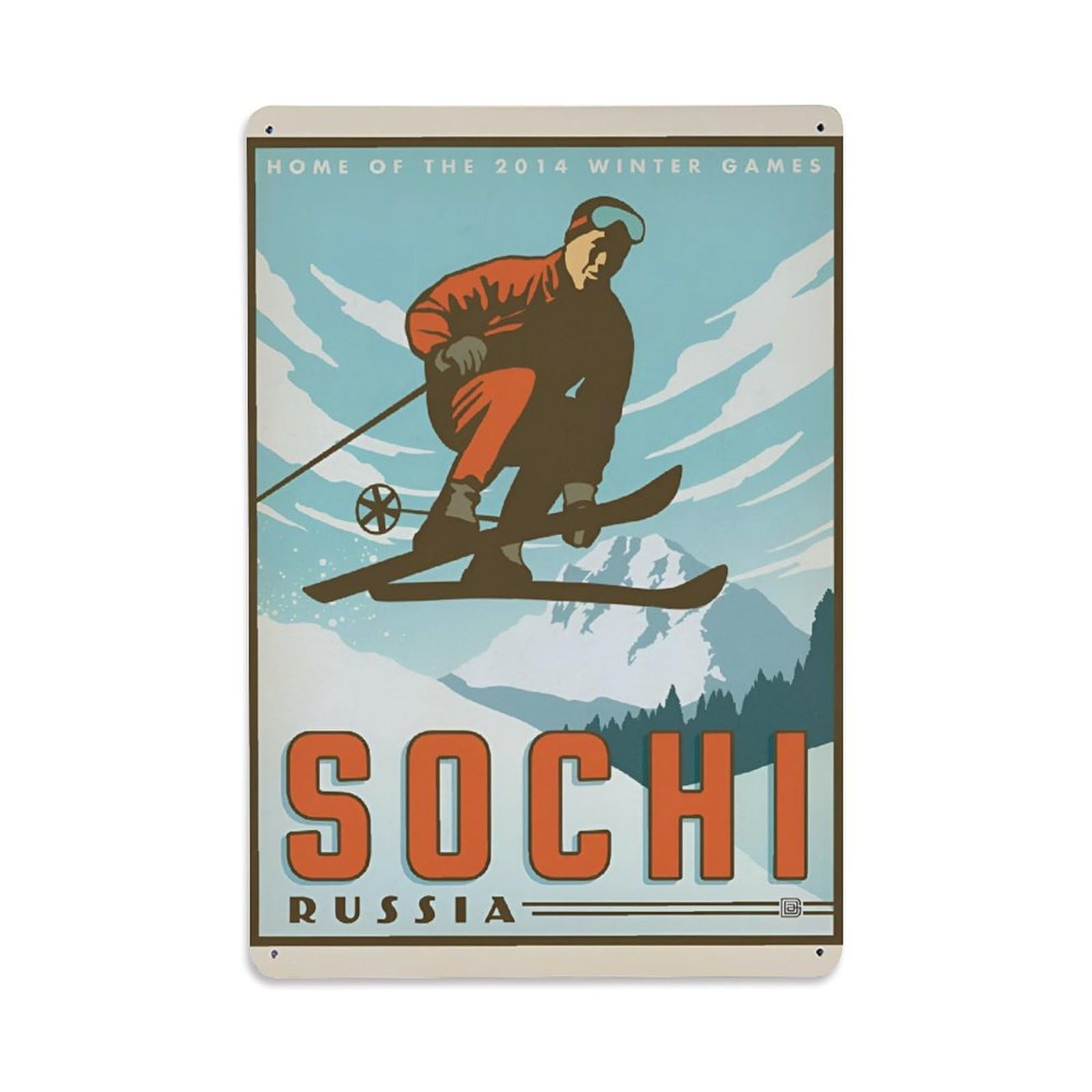 Vintage Travel Poster Russia Sochi Metal Tin Sign Wall Decor for Cafe, Club, Garden Metal Poster 8x12Inch
