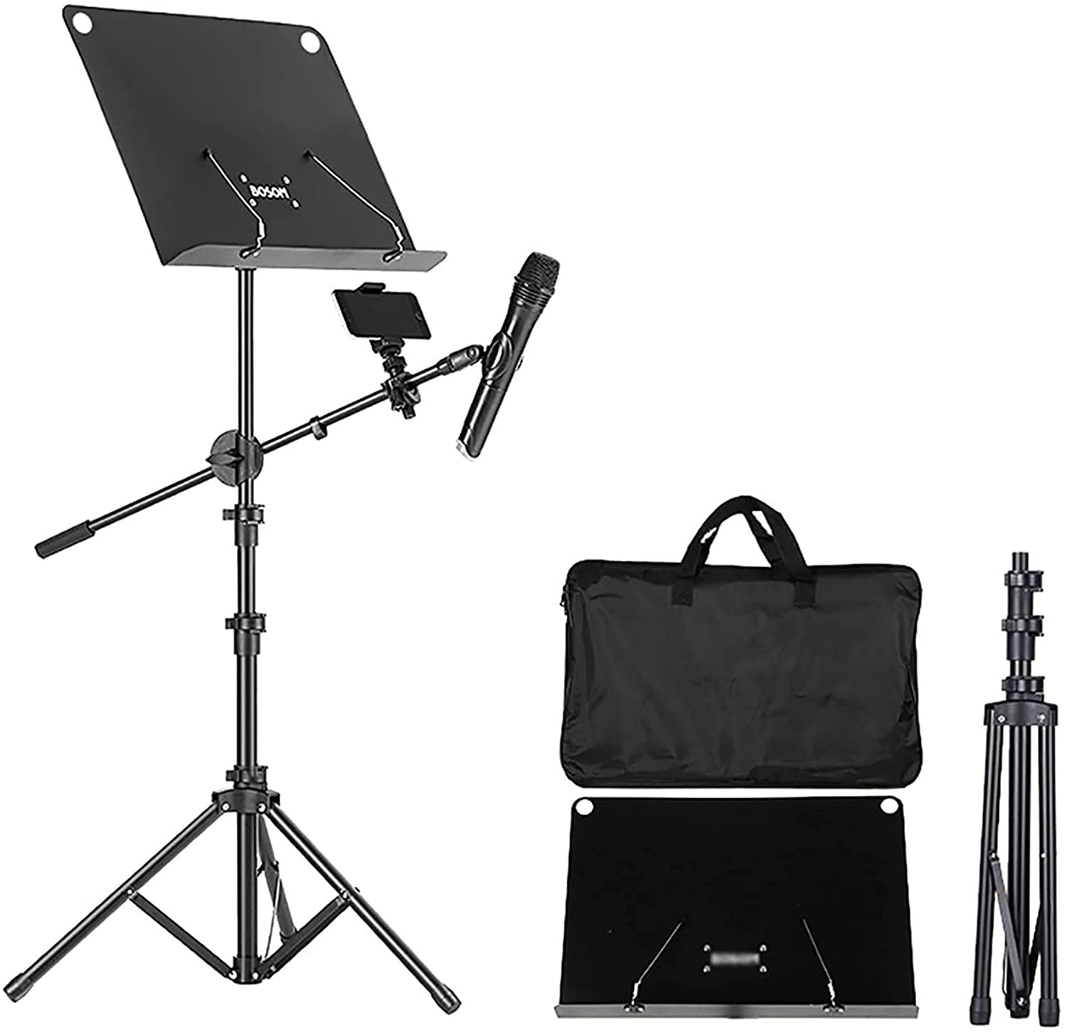 Soporte de la partitura Portátil Portátil Pastilla de Música Pastilla de Música Soporte Soporte de trípode Ajustable para la Flauta de la Guitarra Erhu Violin (Color : Nero, Size : F)
