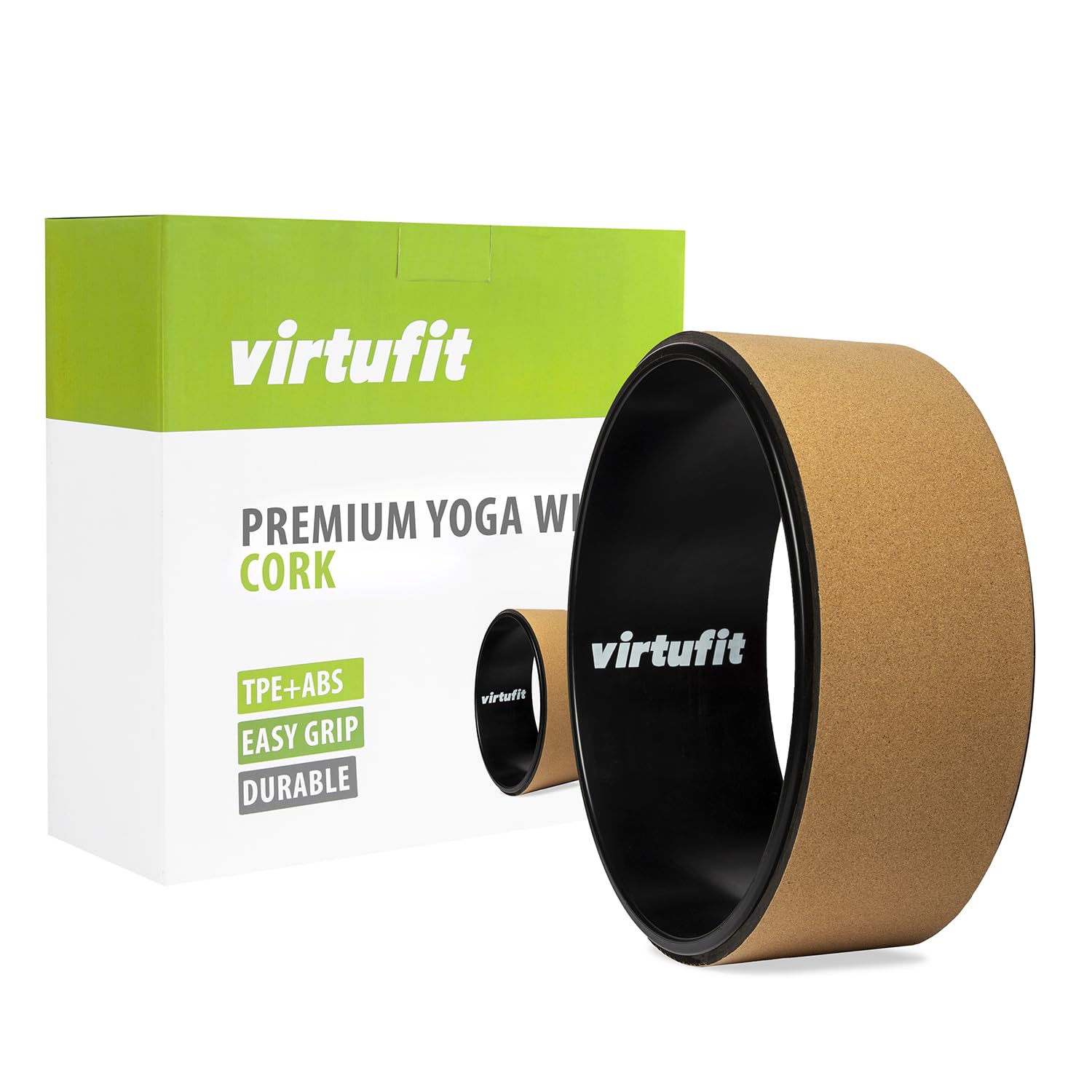 VirtuFit Roue de yoga de qualité supérieure en liège - Écologique - 33 cm