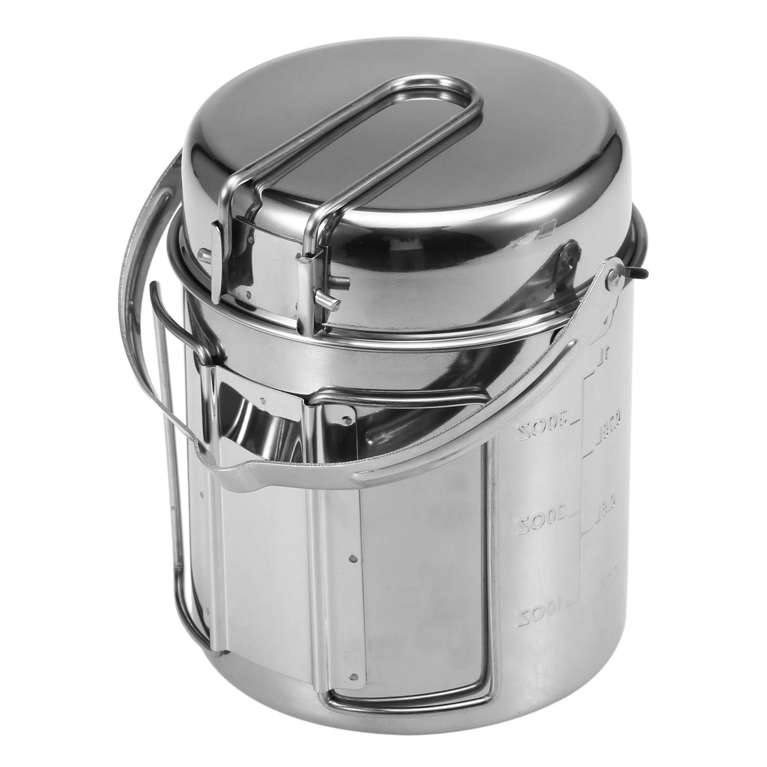 Lixada Taza de Agua de Acero Inoxidable con Asas Plegables y Tapa para Acampar Senderismo mochilero al Aire Libre