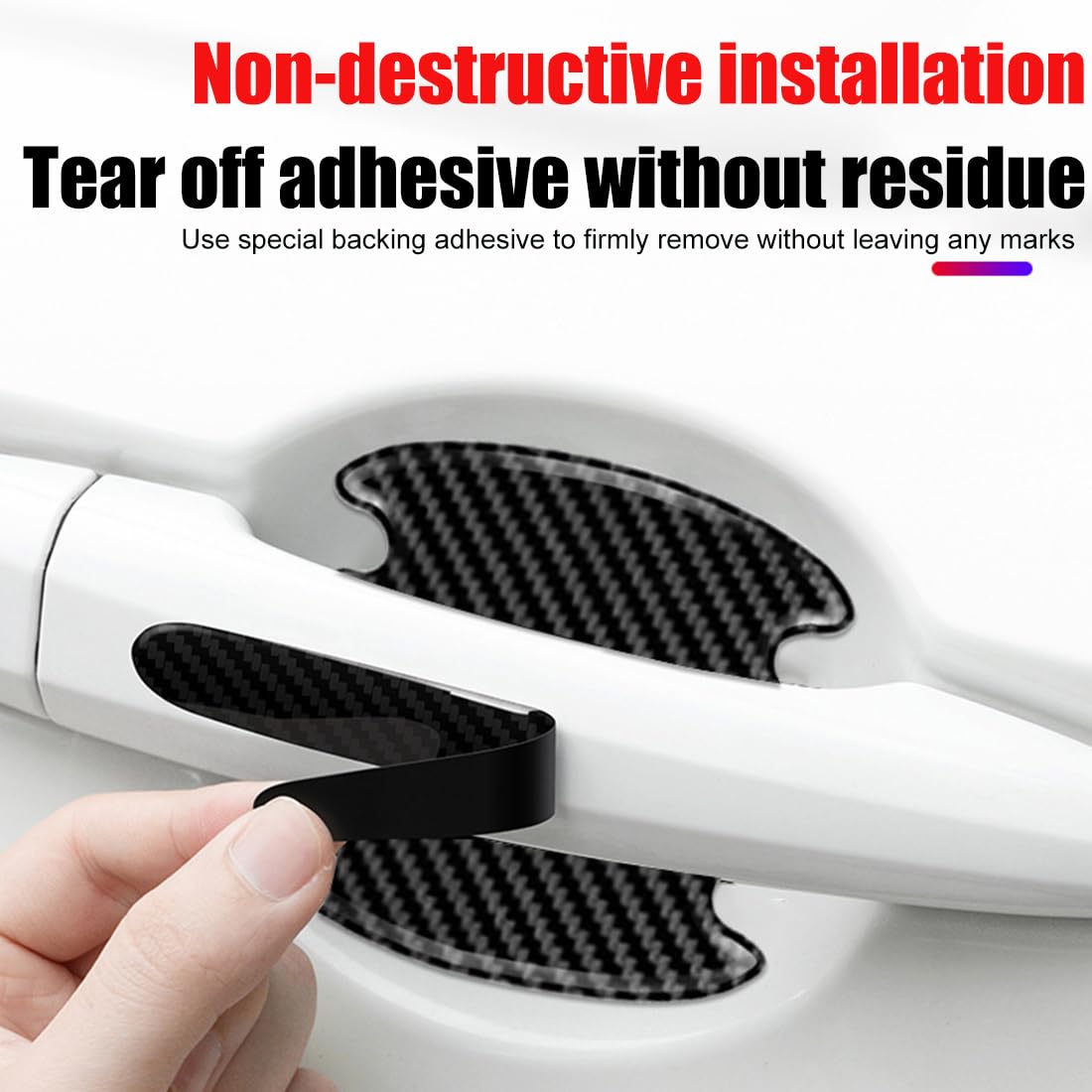 4 Pellicole Protettive Per Maniglie Auto In Fibra Di Carbonio - Anti-Graffio, Nero - Foto 6