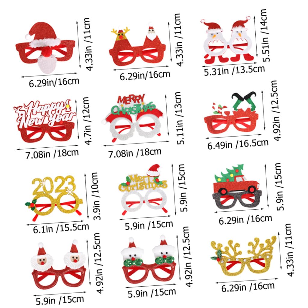 MAGICLULU Verres De Décoration De Noël Christmas Hat Lunettes Noel Fête De Mariage Boules De Décorations De Noël Accessoires De Lunettes De Fête Verres Pour