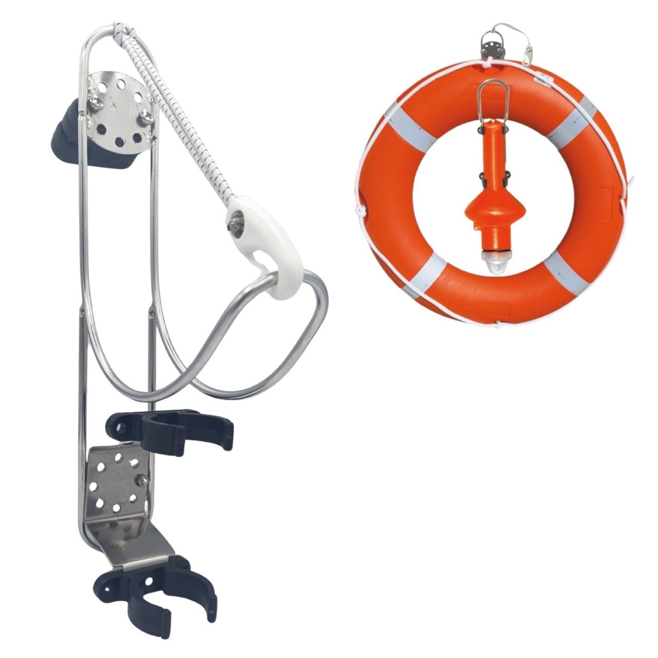 Soporte para flotador anular de acero inoxidable, 19,5 x 17 cm, para suelo o tubos de 22-30 mm, con soporte Boetta