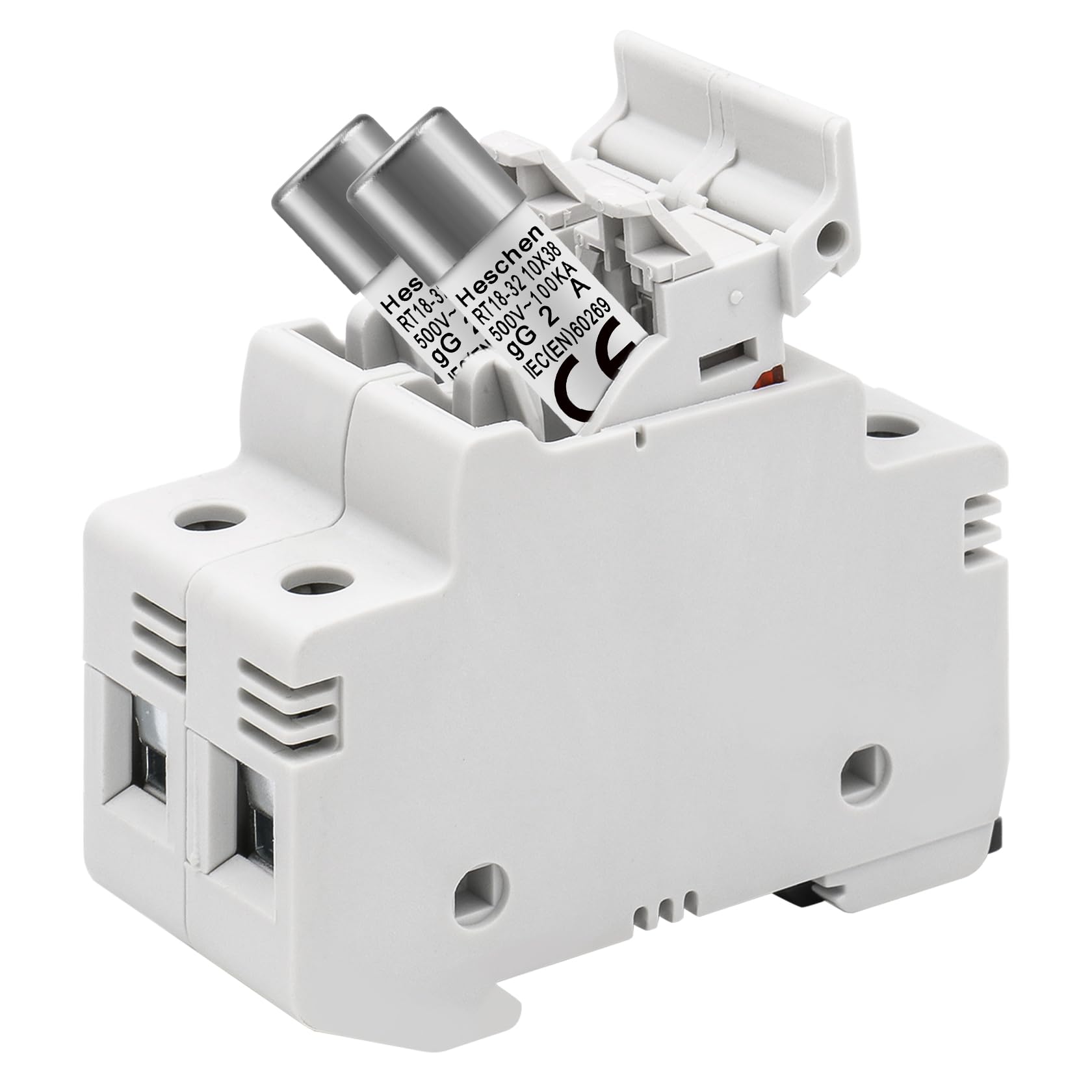 Heschen Tubo cilíndrico de cerámica de enlace de fusible, RT18-32 (RO15), 10 * 38 mm, 2A 500V, CE Pack de 10