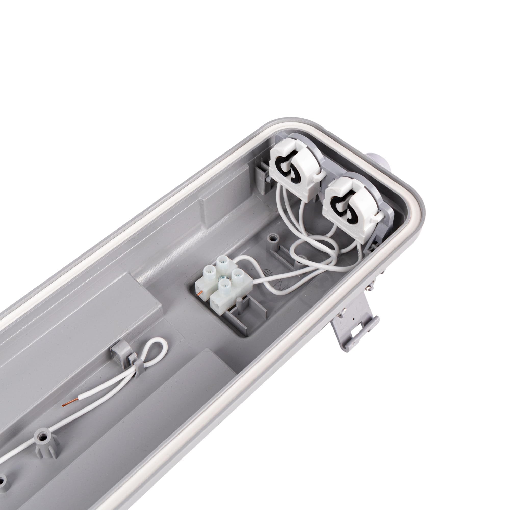 BARCELONA LED Luminaire étanche pour tubes LED de 2 x 150 cm, indice de protection IP65 – Boîtier robuste en polycarbonate, douilles G13 incluses. Idéal pour les entrepôts, garages et parkings.