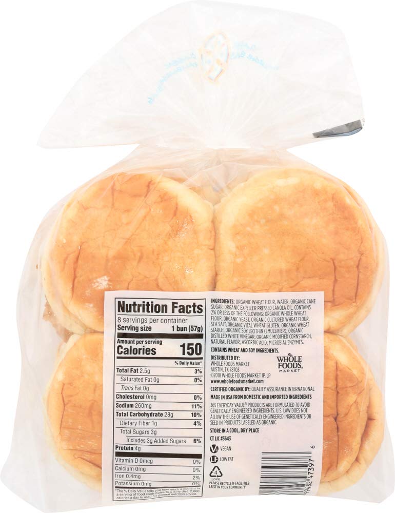 365 Everyday Value, Organic Classic Hamburger Buns, 16 oz
