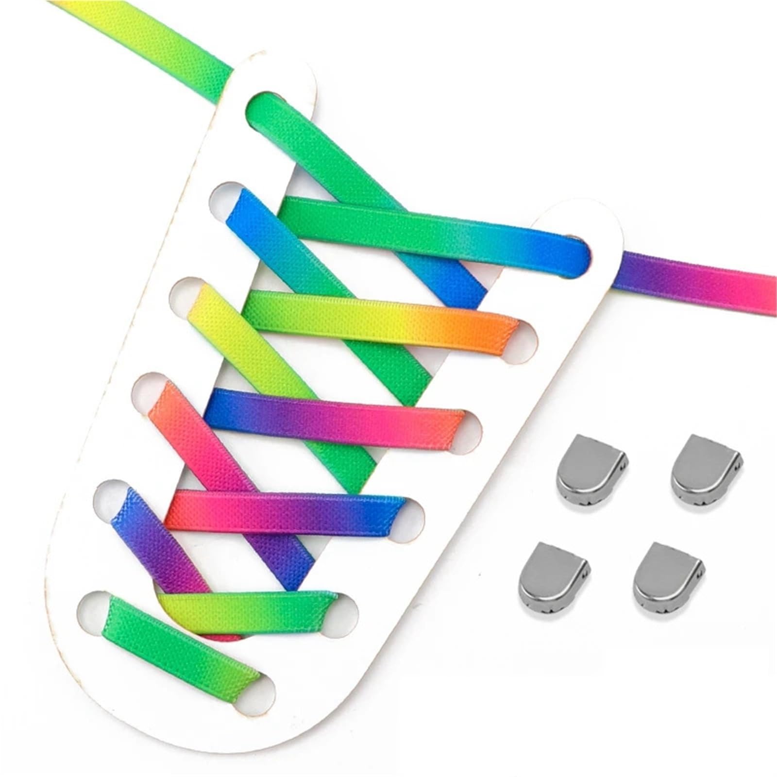 Lot de 5 Paires de Lacets élastiques colorés en métal, sans nœud, for Baskets, faciles à Installer pour Chaussures(Purple)