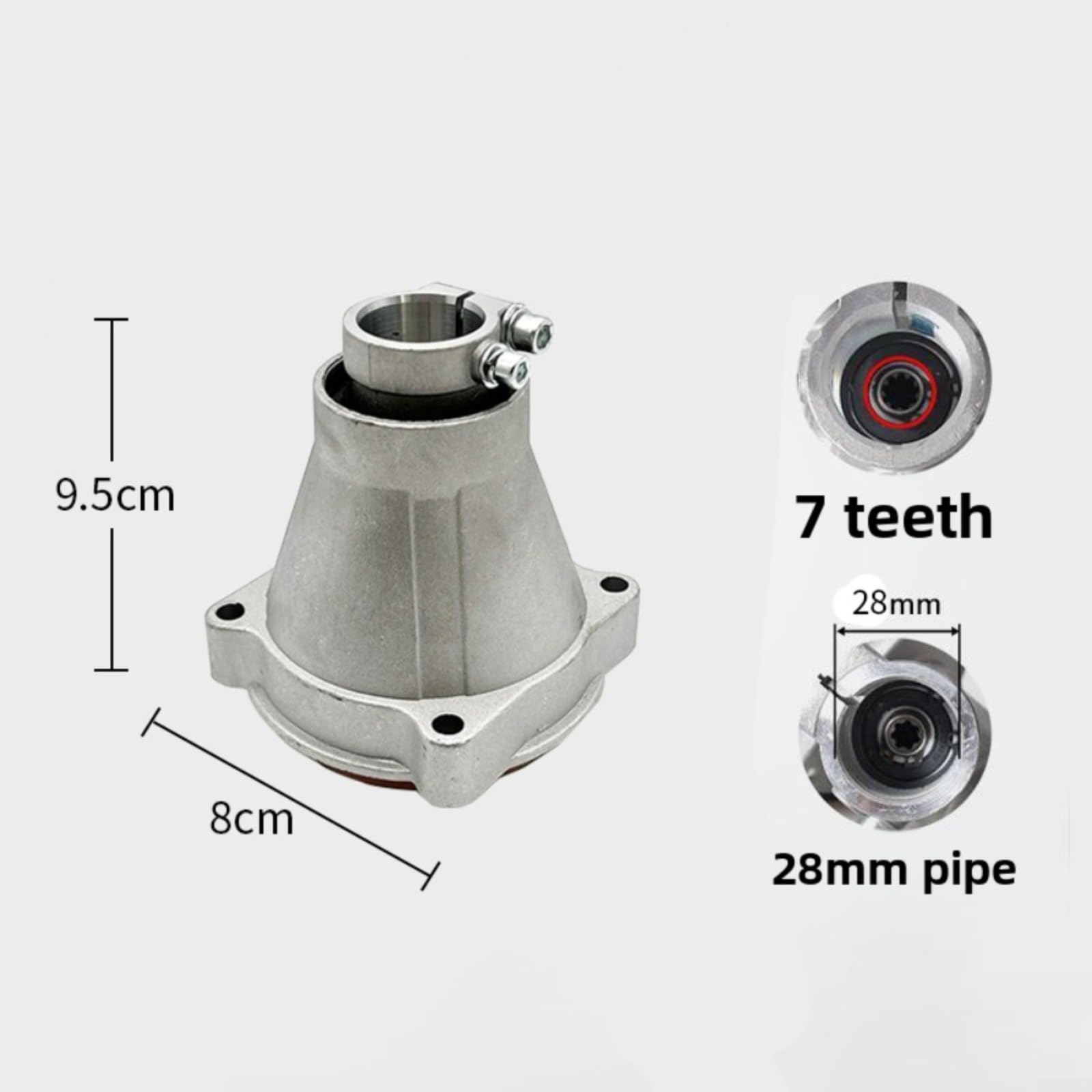 Bloque de salida de repuesto para desbrozadoras de 26 mm y 28 mm, conector de metal robusto con opciones de 7 a 9 dientes para cortar y cortar el jardín (26.9)