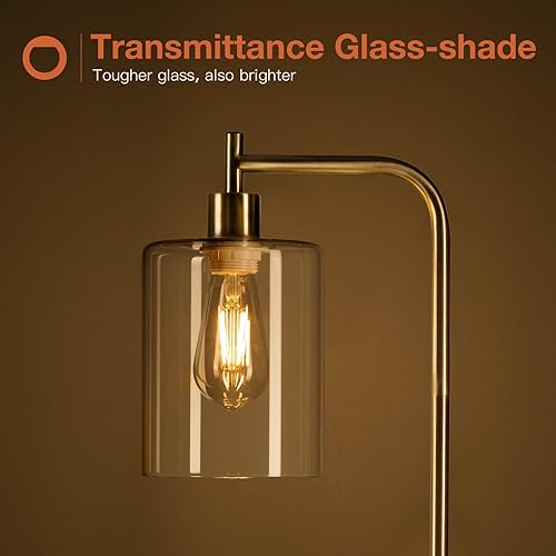 Miniatura 2 de addlon Lámparas de pie para sala de estar con iluminación brillante con pantalla de lámpara de vidrio, lámpara de pie moderna y brillante con