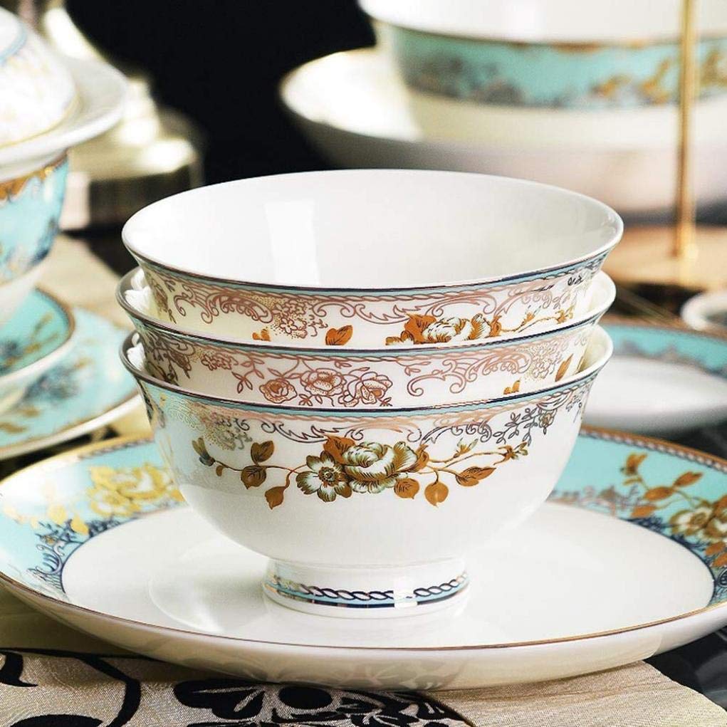 Zestaw naczyń obiadowych, zestaw naczyń obiadowych w stylu królewskiego dworu w stylu vintage, składający się z 56 sztuk ceramicznych zastaw stołowych na rodzinny bankiet