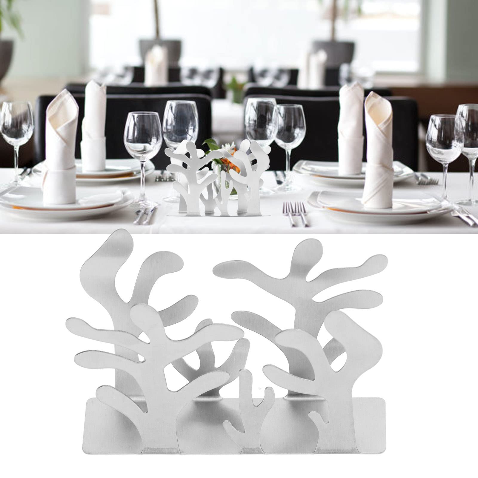 Fdit Portatovaglioli in Acciaio Inossidabile, Design Corallo Moderno per Cucina Bar Ristorante, Argento