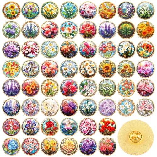 Image of Landical 30 /60 Pcs Cute Enamel Pins Bulk Plant Flower Animal Halloween Gothic Fall Pumpkin Cartoon Lapel Pin Brooches Jewelry Gift for Backpack Clothes Hats Accessories