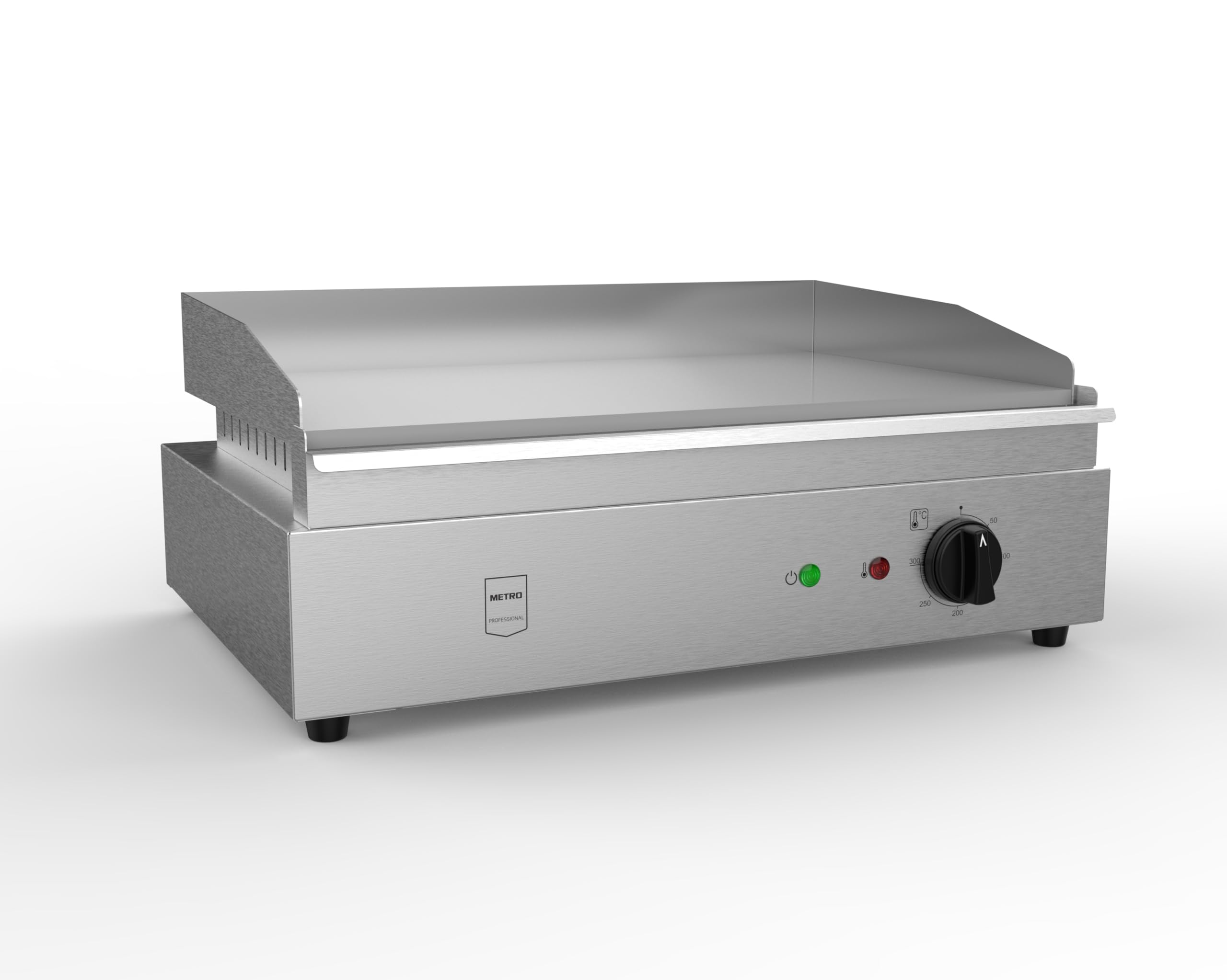 METRO Professional Plancha électrique GEG2101, inox, 55 x 41,7 x 24 cm, tiroir ramasse-jus amovible, Protection contre la surchauffe, argenté