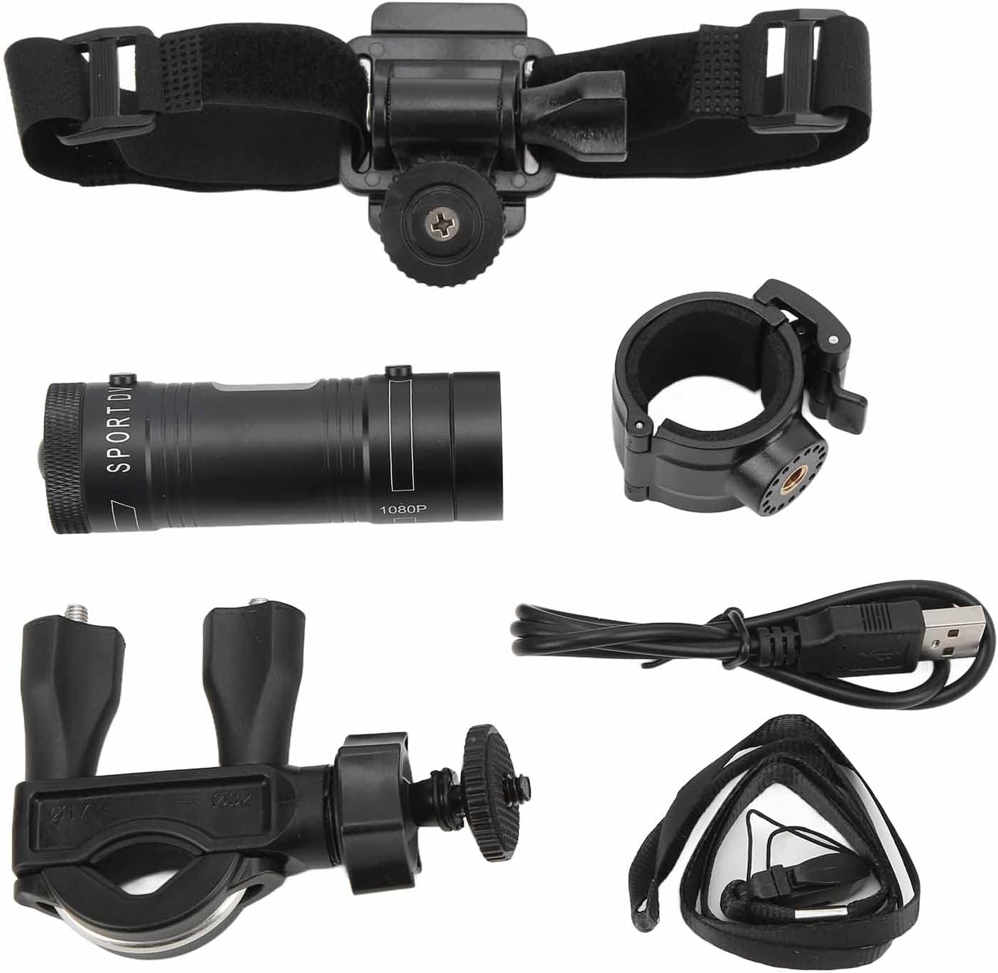 Yunseity Motorcycle Helmet Camera, 1080P 120° Wide Angle Sports Camera with Video & Photo Function, Action Camera Camcorder with Bracket, 650mAh Battery