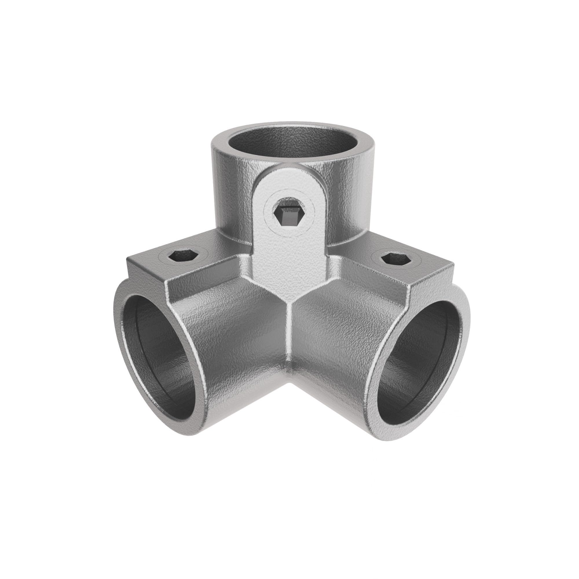 GeZu Impex 3 Way Corner Elbow Tube Connector Ø 27 mm Hot Dip Galvanised Silver 90° Pipe Key Clamp Fitting & Corner Connector