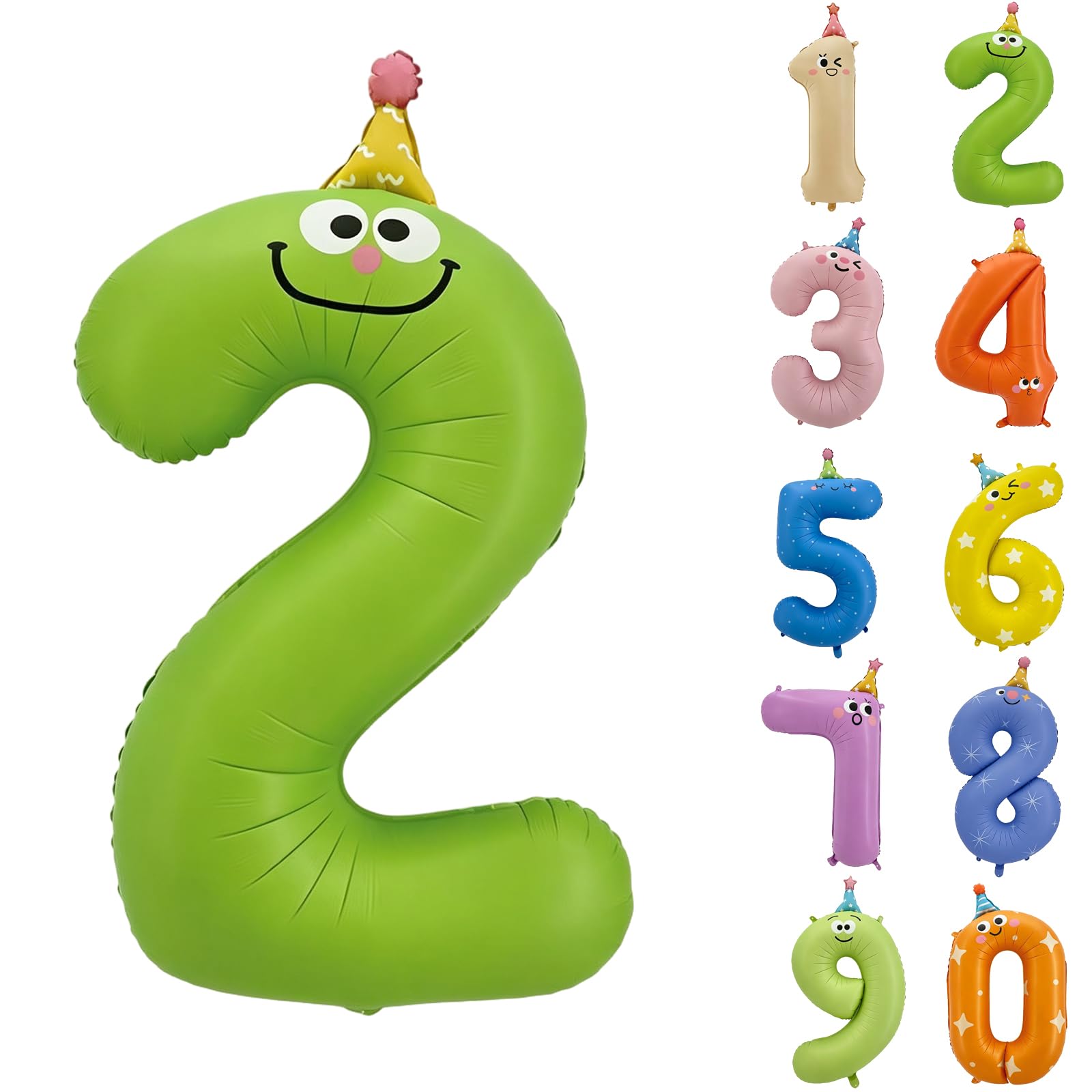 40inch Birthday Hat Number 2 Balloon Animal 0–9 Number Foil Balloons for 2nd Birthday Party Decorations Big Helium Mylar Balloon Birthday Animal Themed Party Decoration Supplies (Number 2)