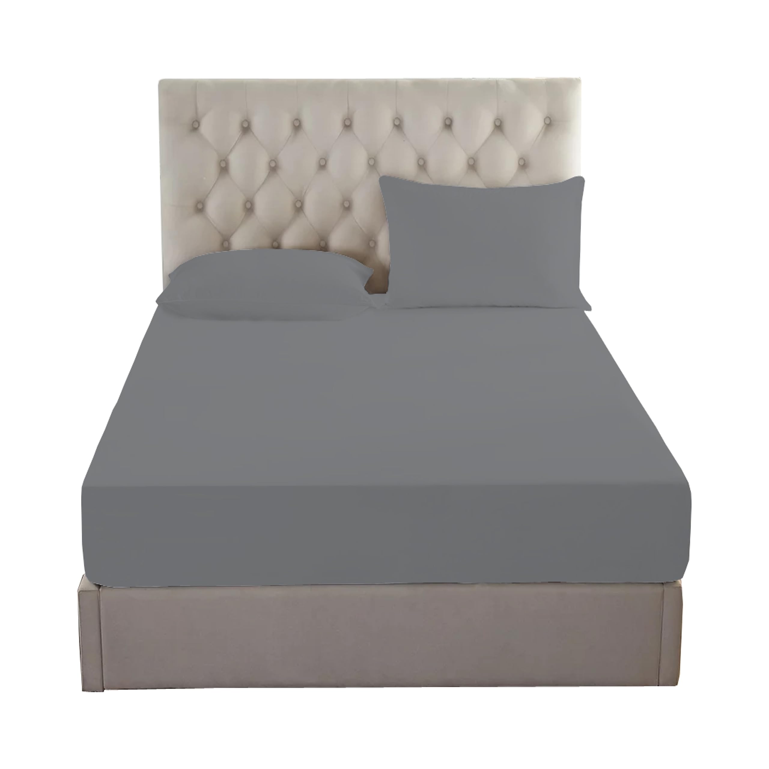 AmigoZone 100% Egyptian Cotton 10"/25 CM Fitted Sheets Double - Grey) โ image 1