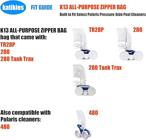 Miniatura 4 de Limpiador de piscinas K13 k14 K16 Bolsa multiusos para TR28P280280 Tank Trax480 Limpiador de piscina con cremallera, multiusos (2 piezas)
