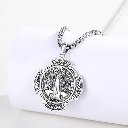 Miniatura 6 de Collar con medalla de San Patrón, plata de ley 925, collar con colgante de protección, joyería católica, regalos para hombres y mujeres